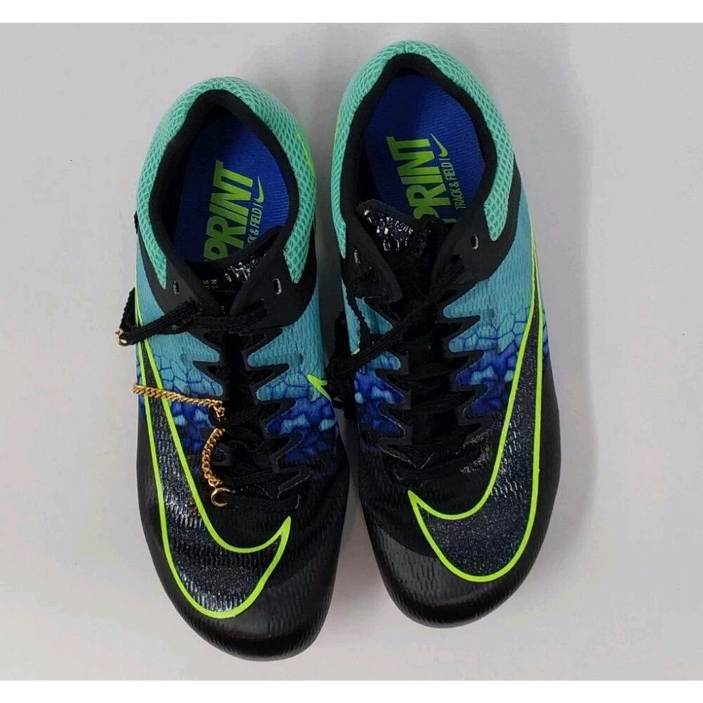 Nike Zoom Rival Sprint Track Spikes Black Green Blue Sz 7 Women/5.5 Men - Picture 3 of 16